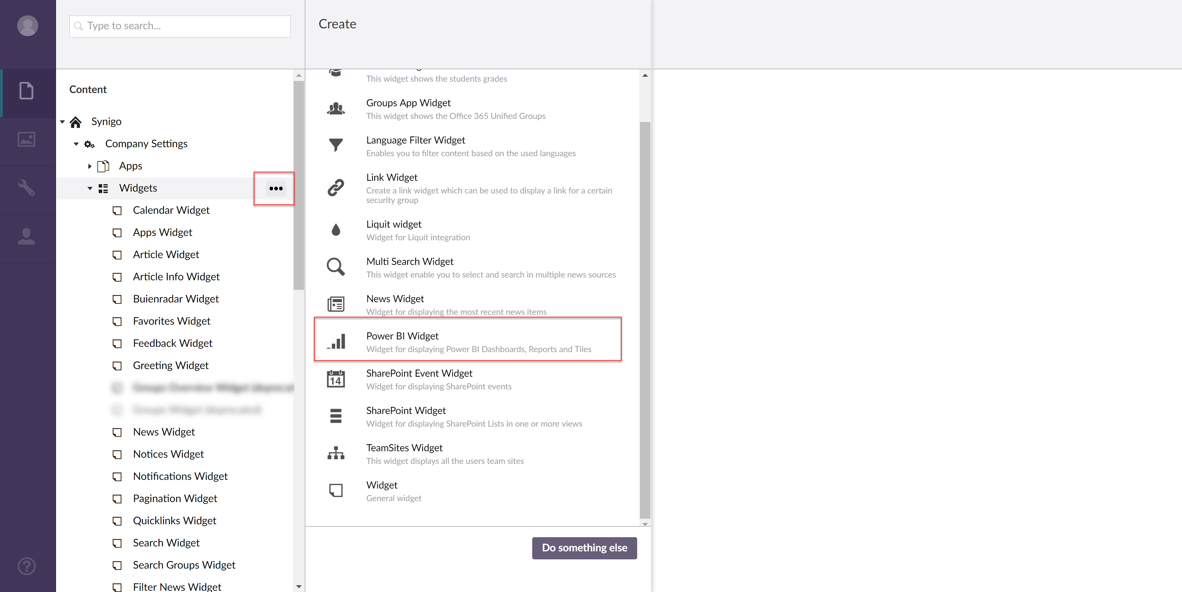 CMS Synigo Pulse add PowerBI widget